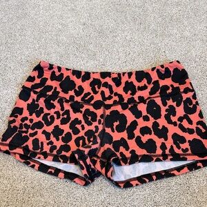 Fleo Red and Black Leopard Print Athletic Shorts
